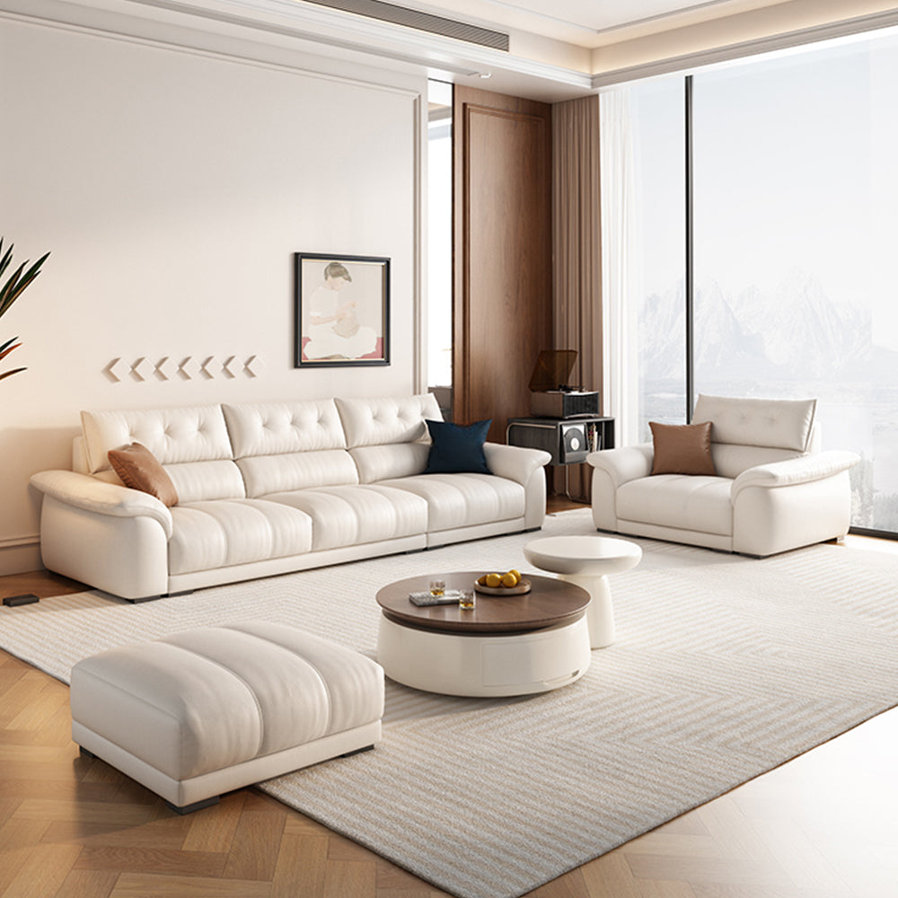 LUXORA S1314 250cm Length Microfiber Leather Fabric Sofa Solid Wood Frame