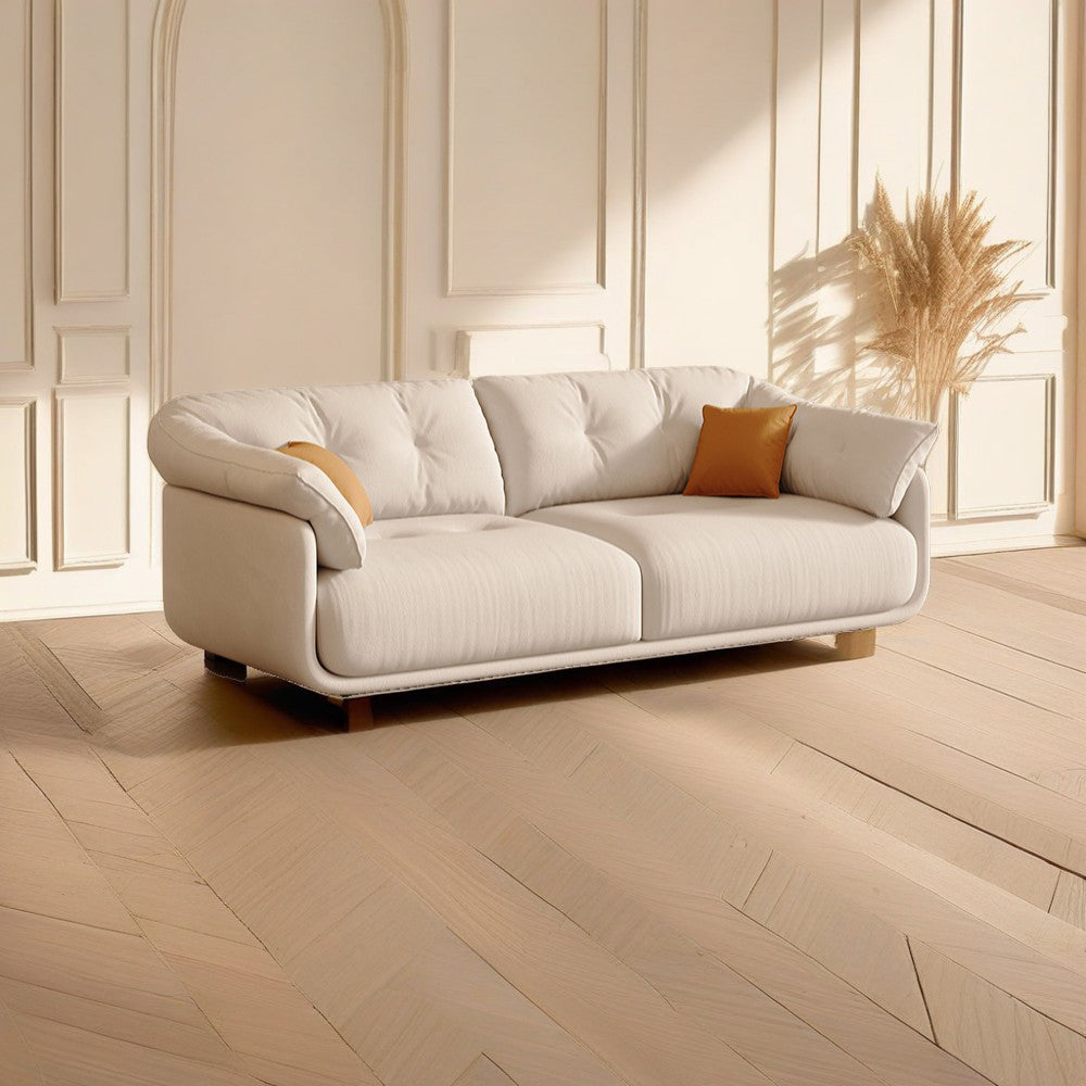 LUXORA S1322 220cm Length Microfiber Leather Fabric Sofa Solid Wood Frame