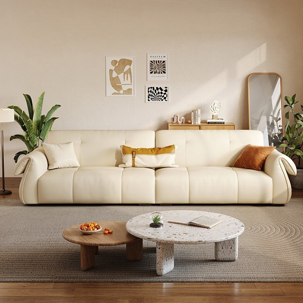 LUXORA S1408 220/250cm Length Microfiber Leather Fabric Sofa Solid Wood Frame