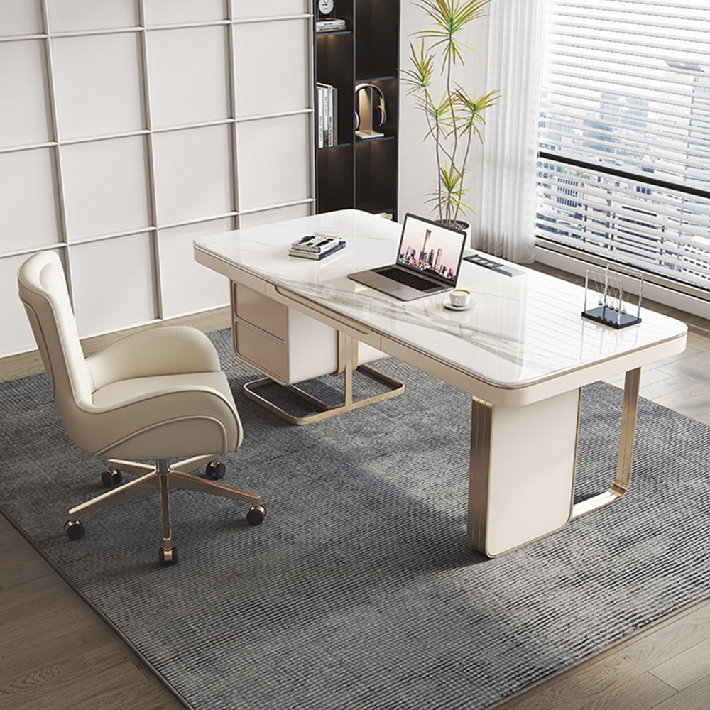 LUXORA WD1017 140/160/180/200cm Length Office Desk Sintered Stone Tabletop