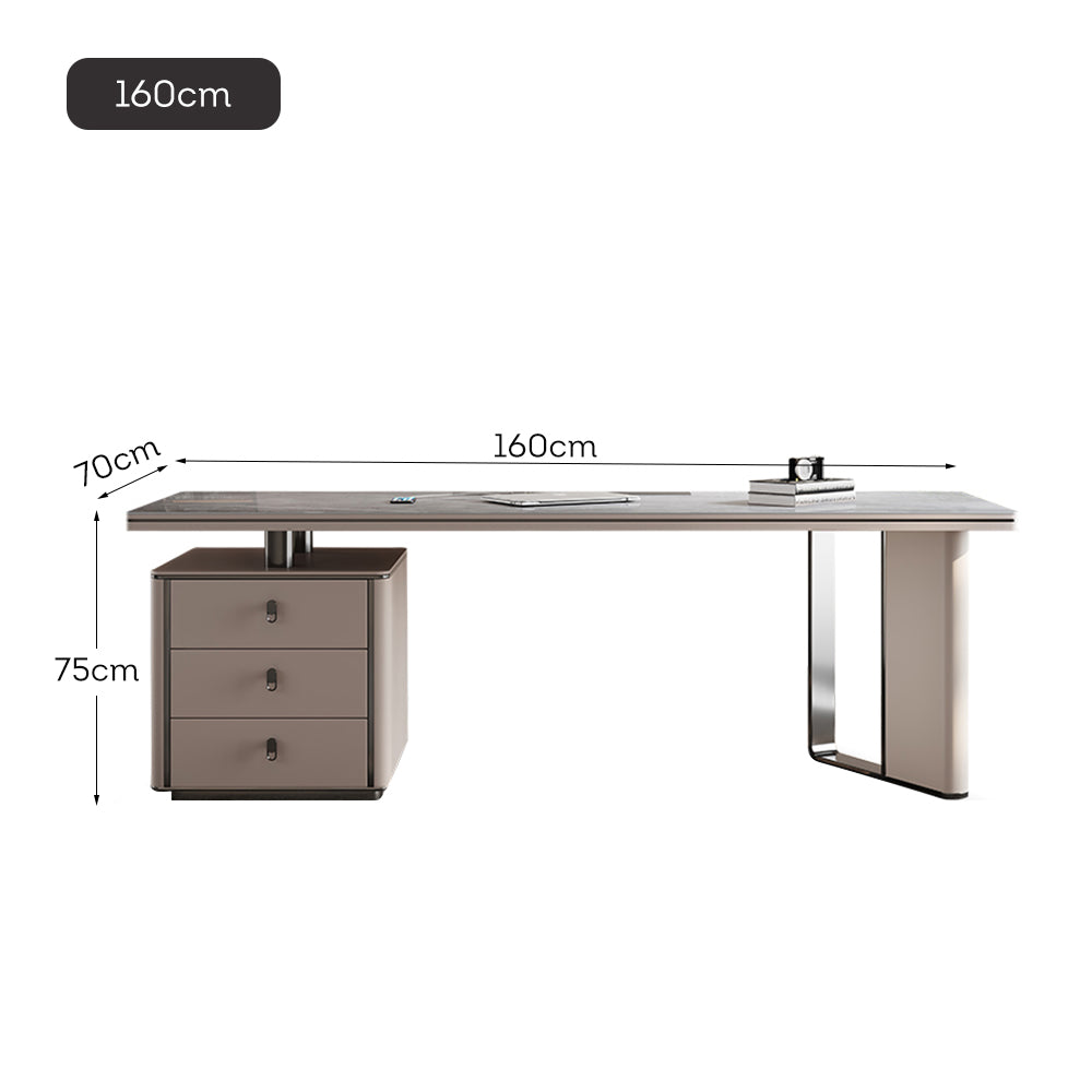 LUXORA WD1037 140/160/180cm Length Office Desk 6mm Thick Sintered Stone Tabletop