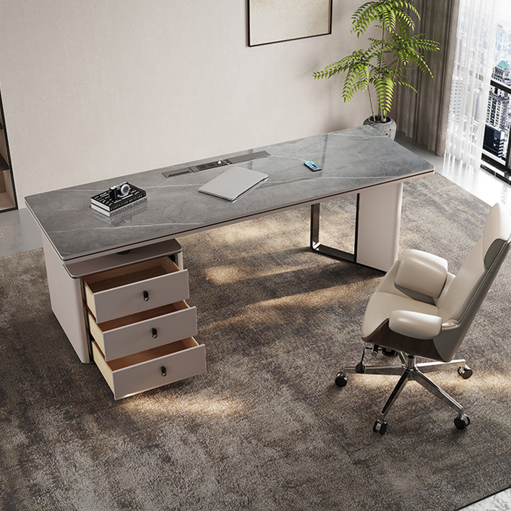 LUXORA WD1037 140/160/180cm Length Office Desk 6mm Thick Sintered Stone Tabletop