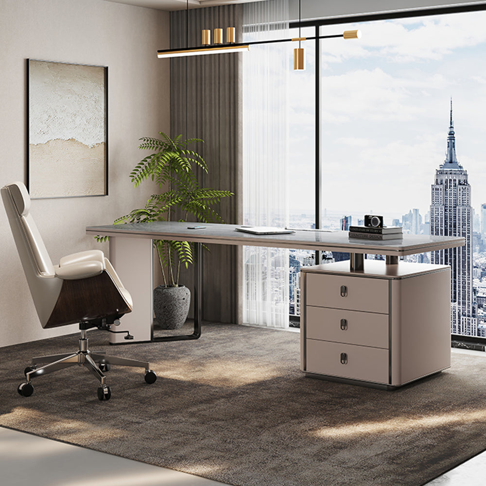 LUXORA WD1037 140/160/180cm Length Office Desk 6mm Thick Sintered Stone Tabletop