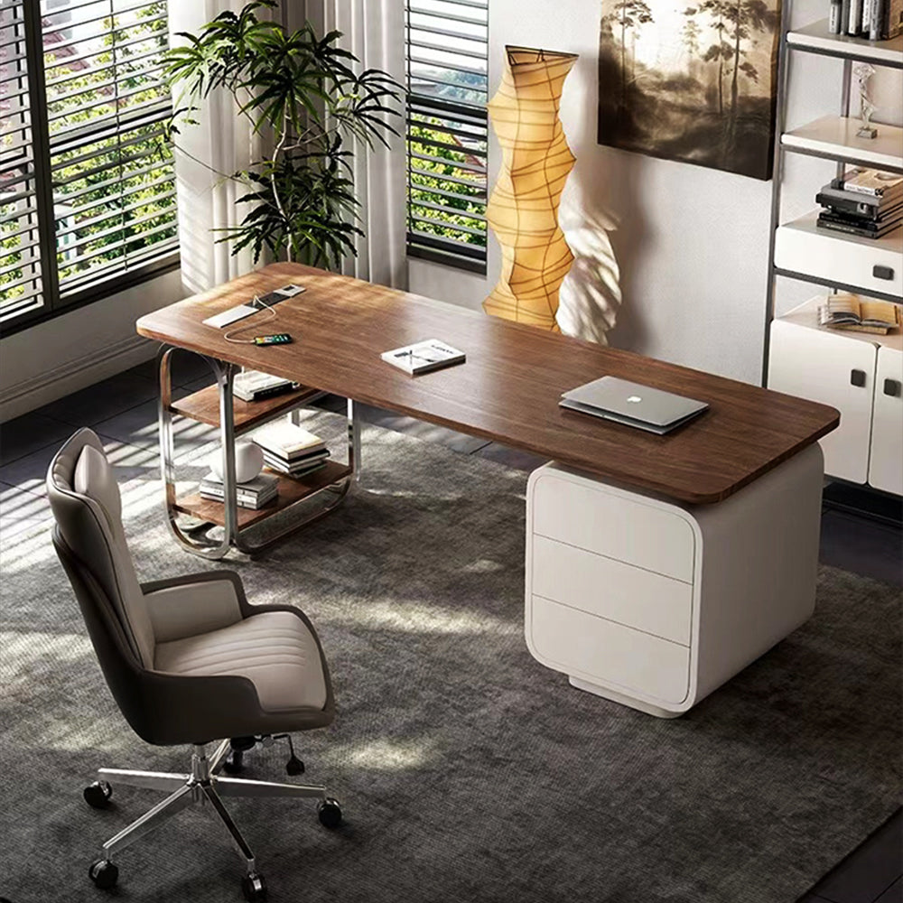 LUXORA WD1047 140/160/180cm Minimalist Style Walnut-Colored Solid Wood Desk