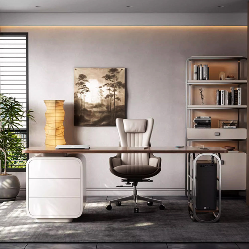 LUXORA WD1047 140/160/180cm Minimalist Style Walnut-Colored Solid Wood Desk