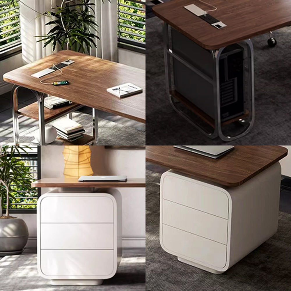 LUXORA WD1047 140/160/180cm Minimalist Style Walnut-Colored Solid Wood Desk