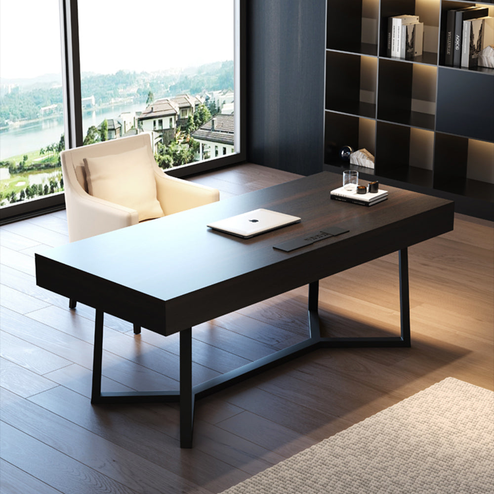 LUXORA WD1050 140/160/180/200cm Light Luxury Style Smoked-Colored Solid Wood Desk