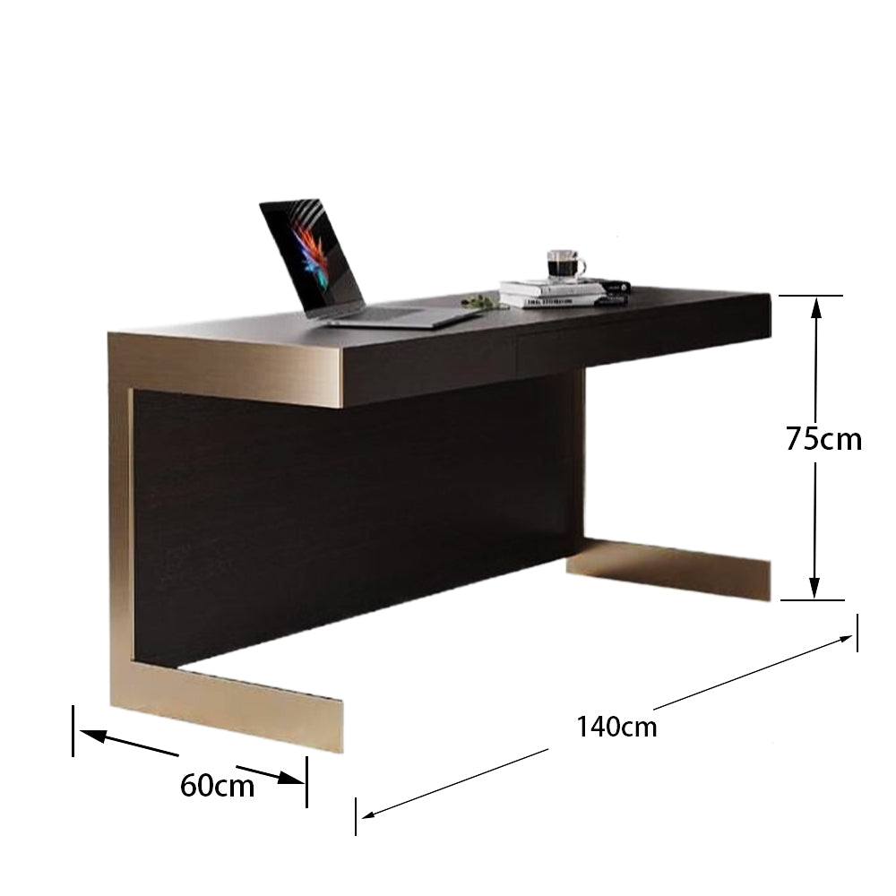 LUXORA WD1057 140/160cm Light Luxury Style Smoked-Colored Solid Wood Desk