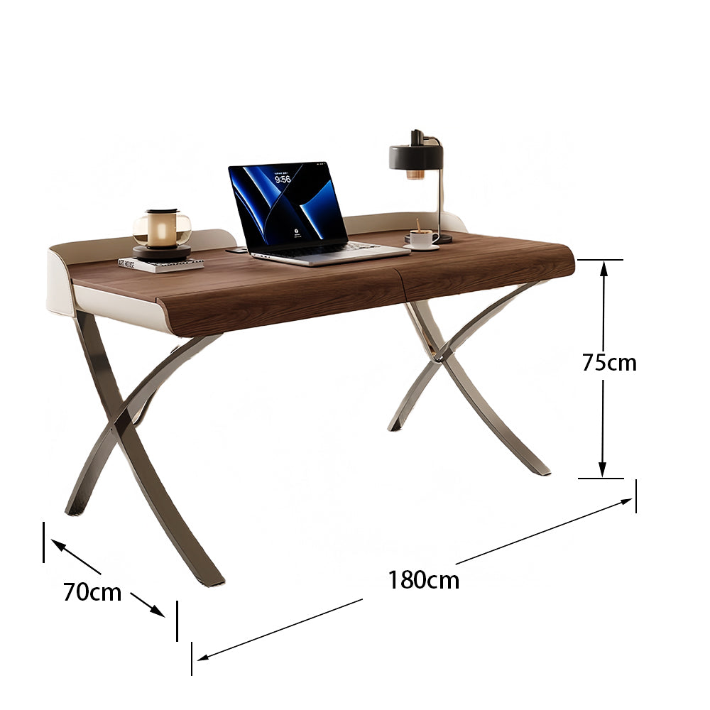 LUXORA WD1059 120/140/160/180cm Light Luxury Style Walnut Color Solid Wood Desk