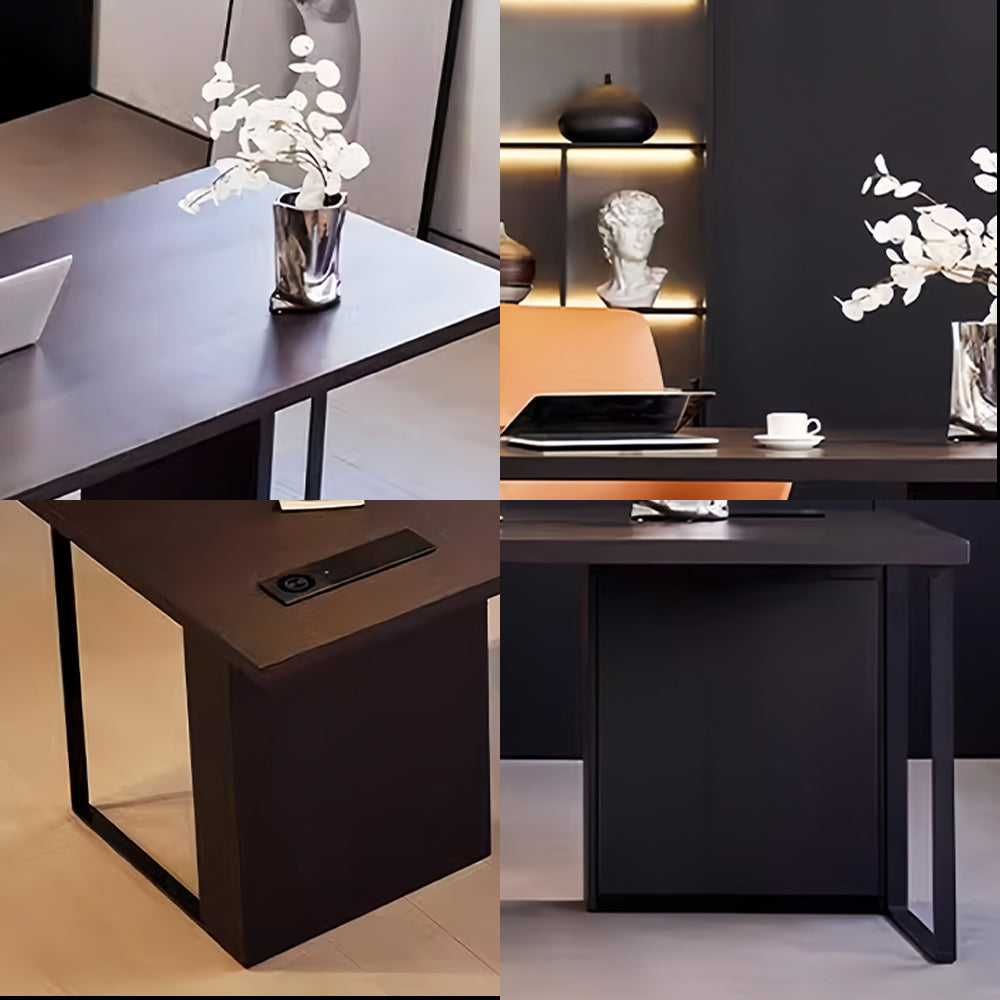 LUXORA WD1060 140/160/180/200cm Light Luxury Style Smoked-Colored Solid Wood Desk