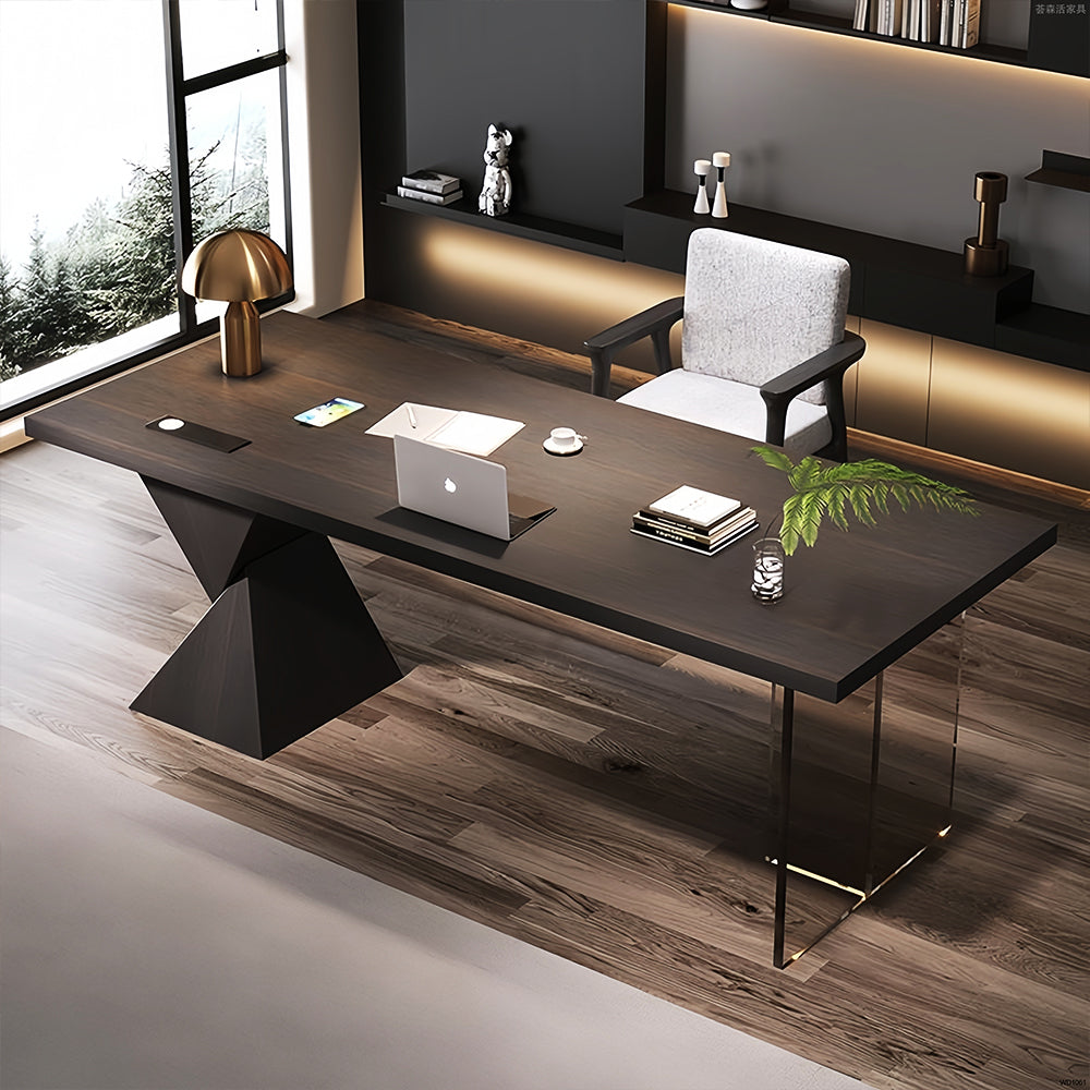 LUXORA WD1061 140/160/180/200cm Light Luxury Style Smoked-Colored Solid Wood Desk