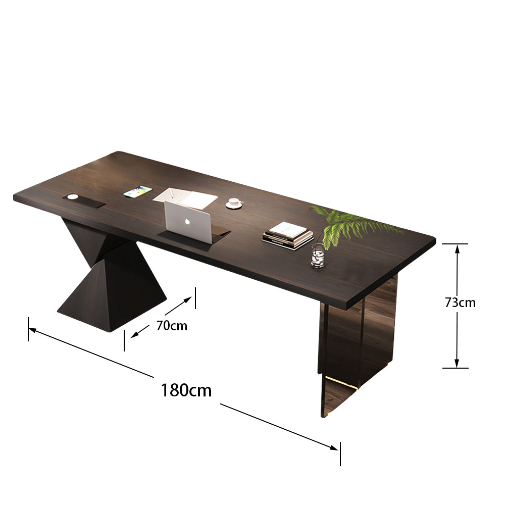 LUXORA WD1061 140/160/180/200cm Light Luxury Style Smoked-Colored Solid Wood Desk