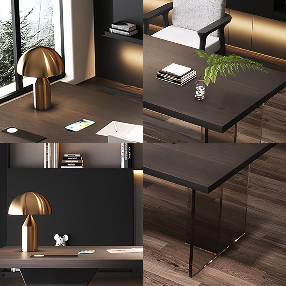 LUXORA WD1061 140/160/180/200cm Light Luxury Style Smoked-Colored Solid Wood Desk