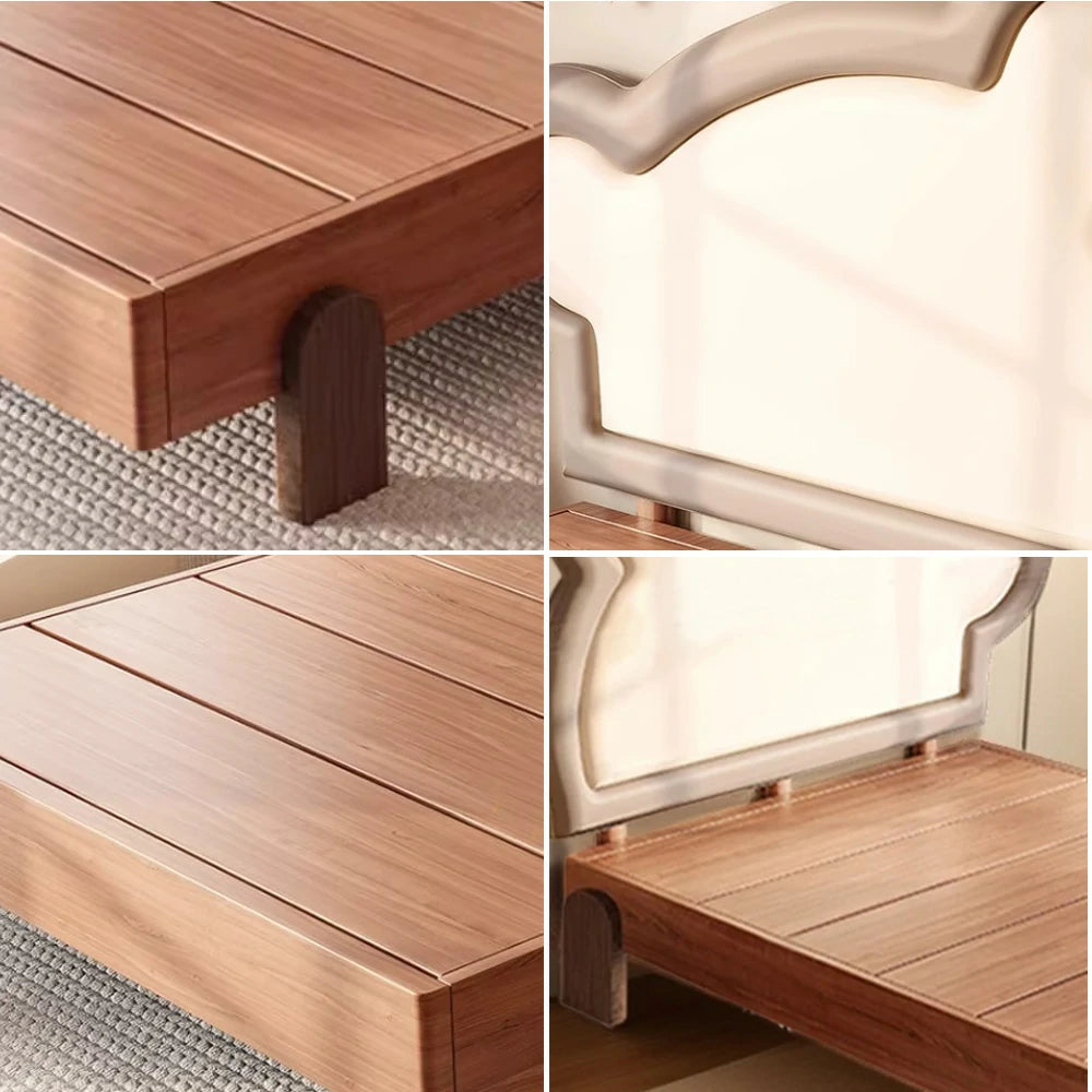 LUXORA 135/150cm Solid Wood Children's Bed Frame with Teddy Bear Bedhead Soft Backrest