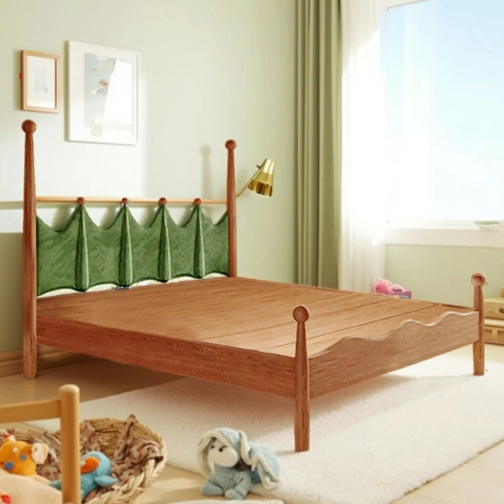 LUXORA 120/135/150/180cm Solid Wood Green Grass Children'S Bed