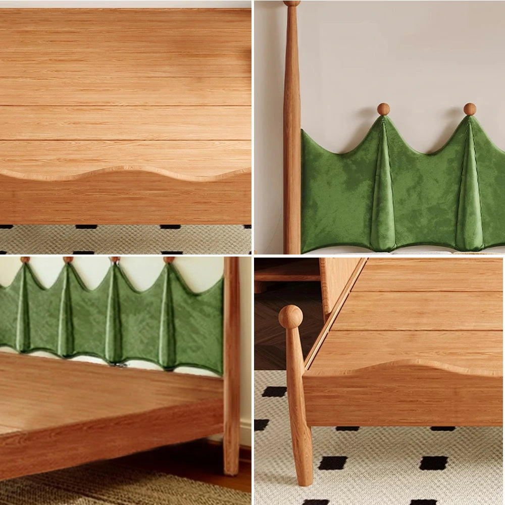 LUXORA 120/135/150/180cm Solid Wood Green Grass Children'S Bed