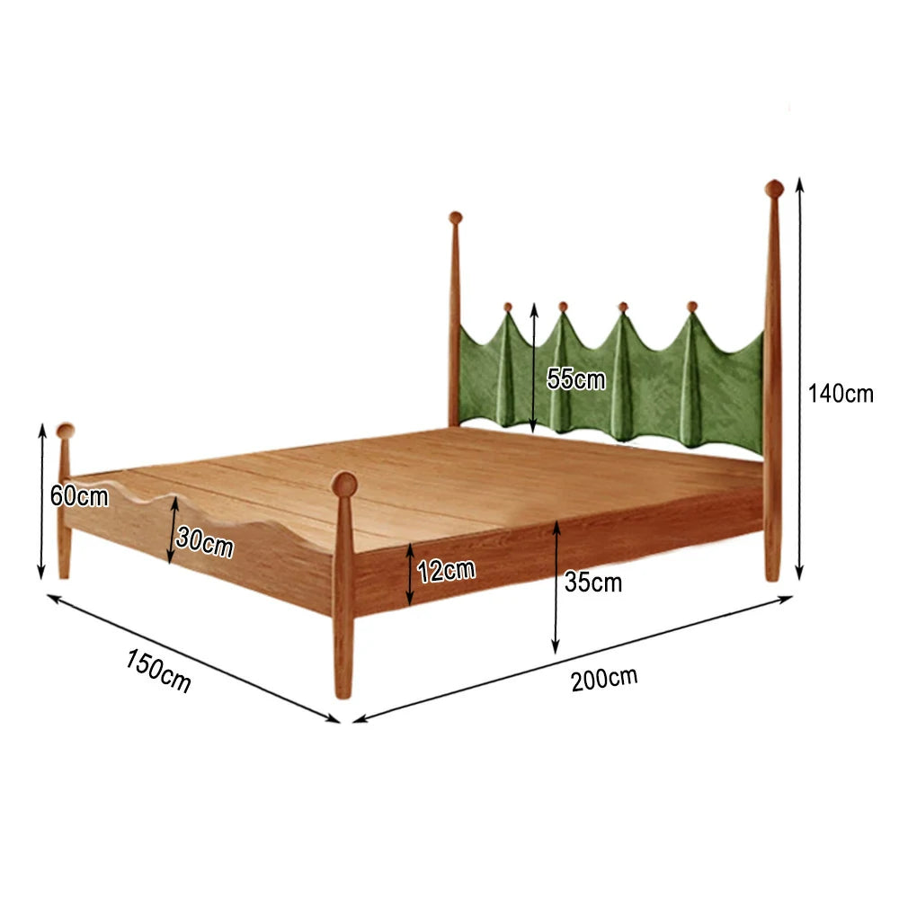 LUXORA 120/135/150/180cm Solid Wood Green Grass Children'S Bed