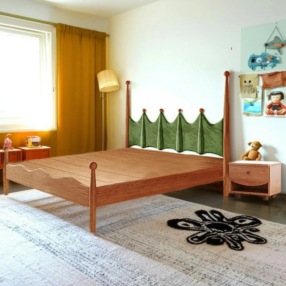 LUXORA 120/135/150/180cm Solid Wood Green Grass Children'S Bed