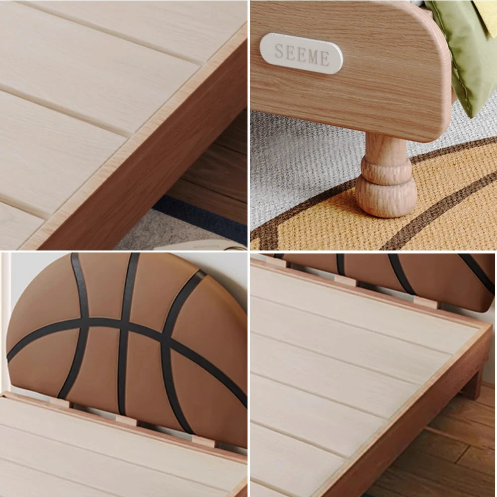 LUXORA 120/135/150/180cm Solid Wood Frame Children'S Basketball Bed