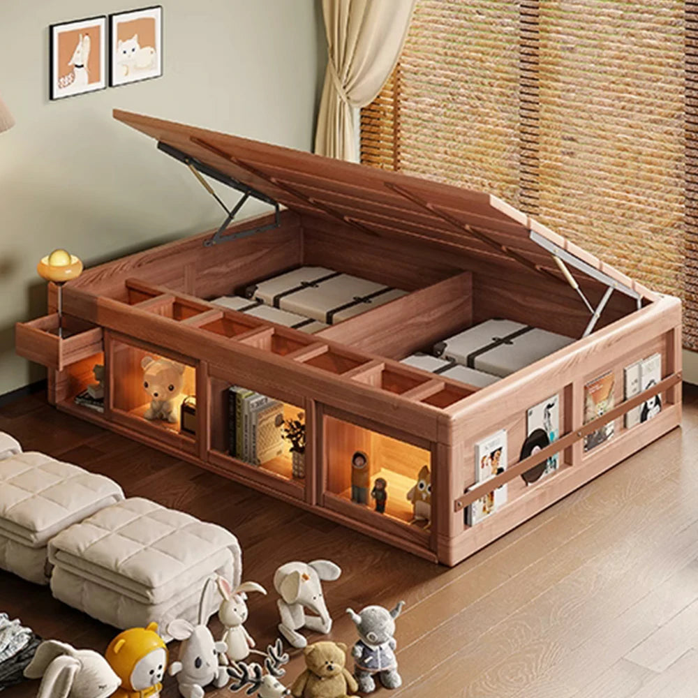 LUXORA 120/135/150Cm Solid Wood Frame Children'S Treasure Box Bed Can Be Stored