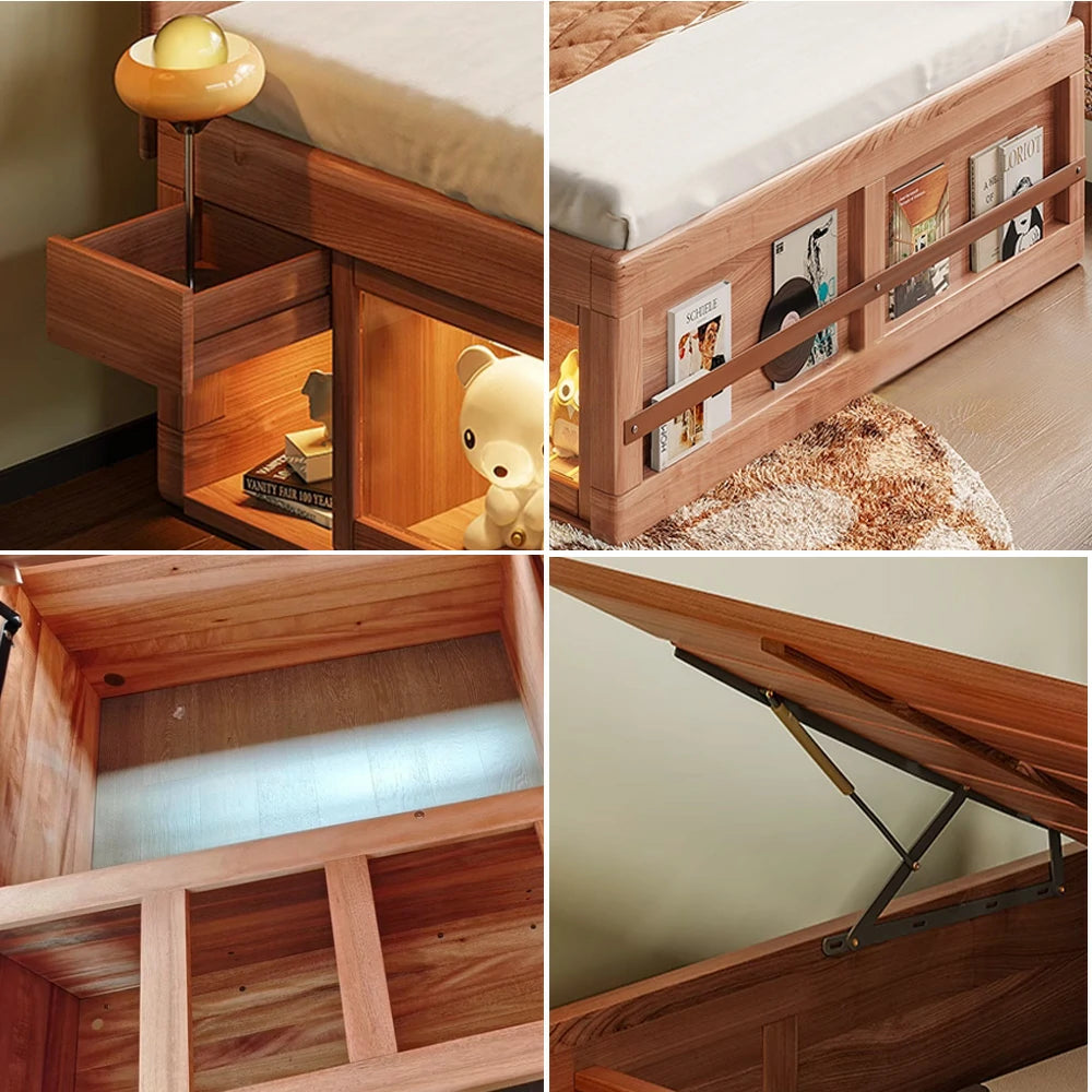 LUXORA 120/135/150Cm Solid Wood Frame Children'S Treasure Box Bed Can Be Stored