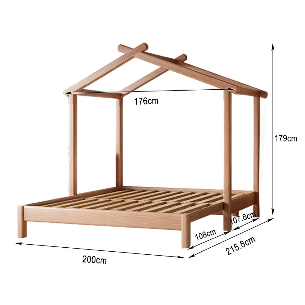LUXORA 180/200cm Kids Wooden House Slide Out Bed Frame with Pulling Function Convertible Children's Bed, Space-Saving Design
