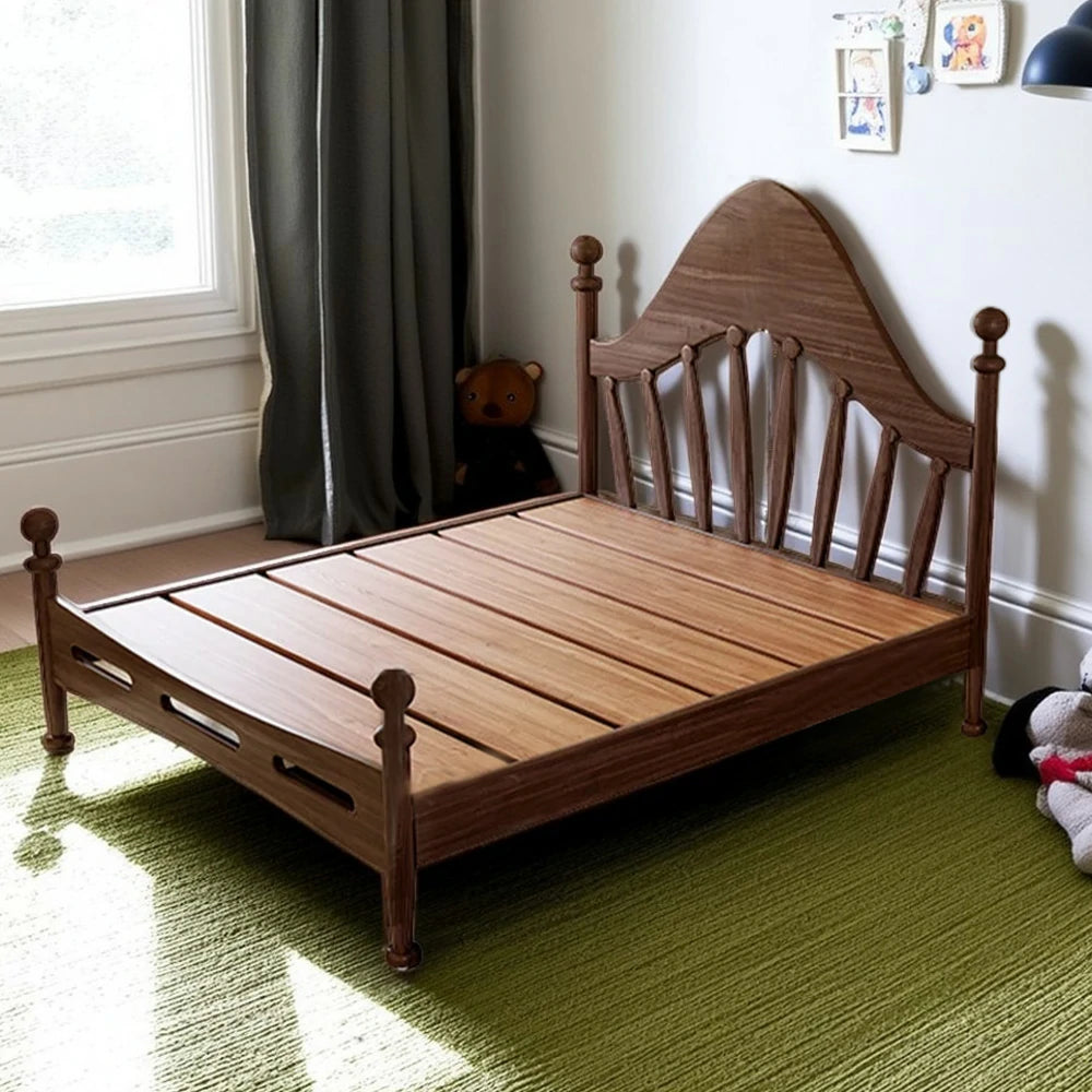 LUXORA 120/135/150/180cm Solid Wood Children's Bed with Harp Headboard
