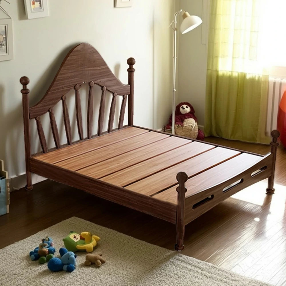 LUXORA 120/135/150/180cm Solid Wood Children's Bed with Harp Headboard