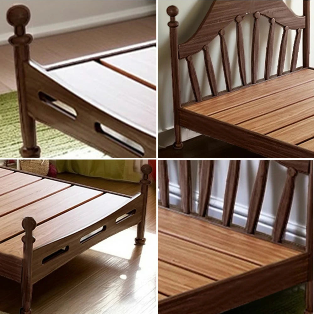 LUXORA 120/135/150/180cm Solid Wood Children's Bed with Harp Headboard