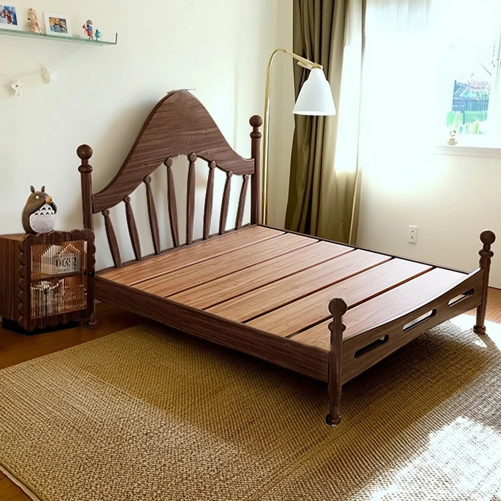 LUXORA 120/135/150/180cm Solid Wood Children's Bed with Harp Headboard