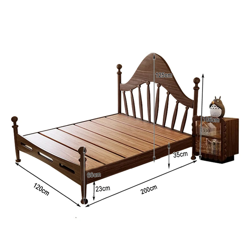 LUXORA 120/135/150/180cm Solid Wood Children's Bed with Harp Headboard