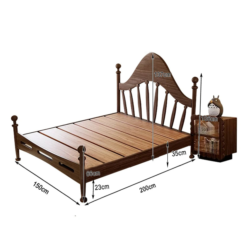 LUXORA 120/135/150/180cm Solid Wood Children's Bed with Harp Headboard