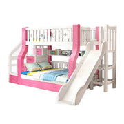 LUXORA 120/135/150/180cm Solid Wood Frame Bunk Bed Slide - Pink