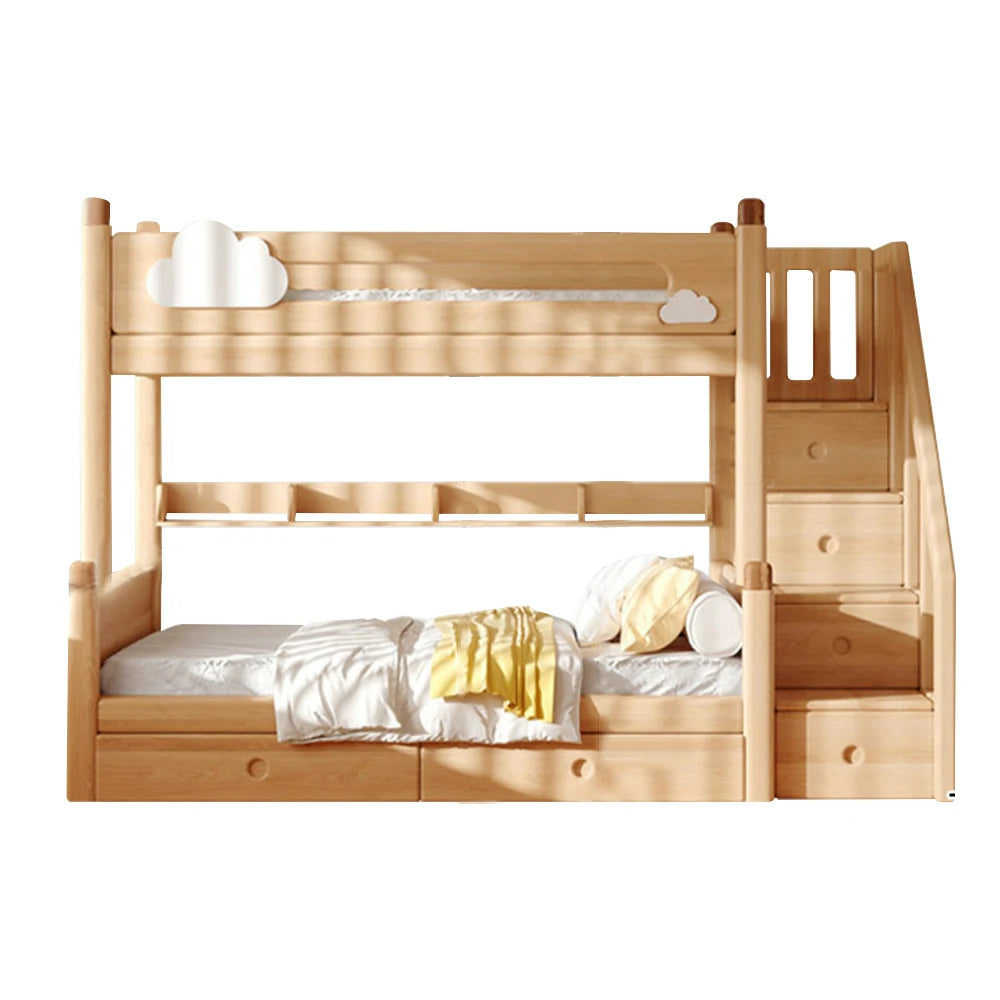 LUXORA 120/135/150/180cm Solid Wood Frame Bunk Bed Ladder Cabinet/Slide