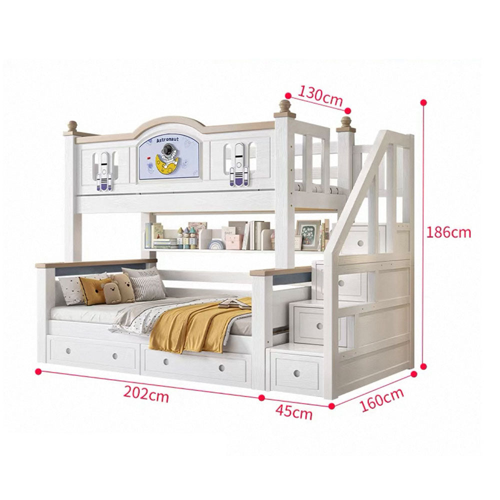 LUXORA CR 120/135/150/160/180cm Cherry Wood Bunk Bed with Staircase Storage Eco-Friendly Solid Wood Kids' Bed with Water-Based Paint