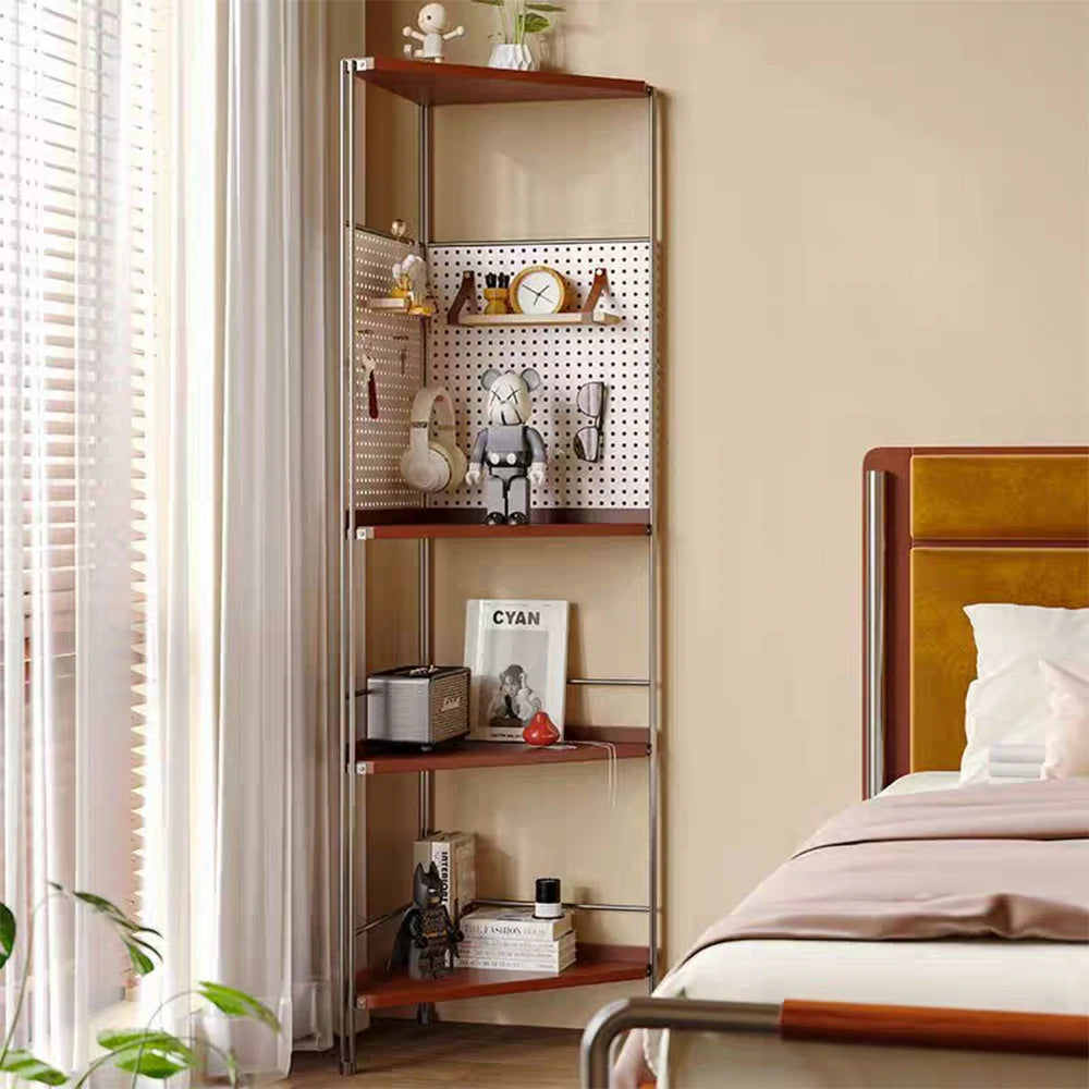 LIVARA 1120B Solid Wood Corner Storage Rack – Five-Tier Bookshelf, Eco-friendly Rubberwood, Compact Design