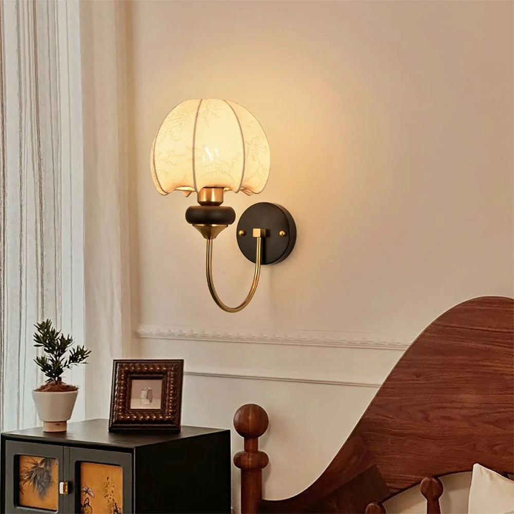 LIVARA 12W LED Wall Lamp Three-Color Dimmable Modern Magic Bean Design Fabric Shade Decorative Light