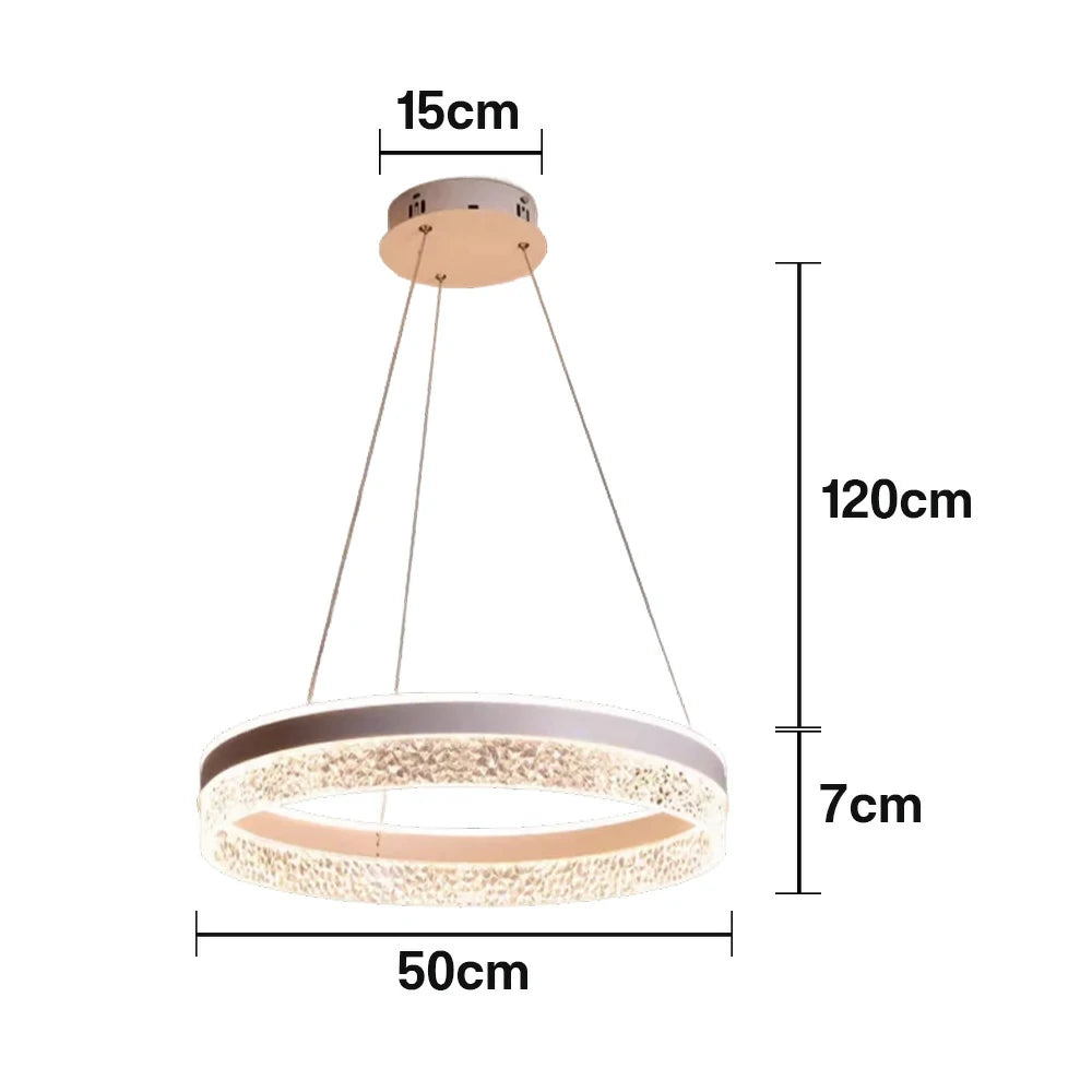 LIVARA Pendant Light 50/60cm Diamond Acrylic LED Ceiling Lamp Three-Color Dimmable Modern Design – 57W/68W Energy Efficient & Durable - White