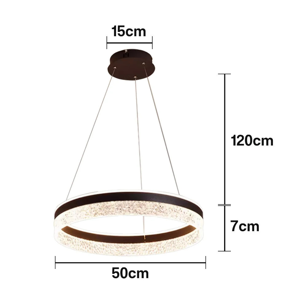 LIVARA Pendant Light 50/60cm Diamond Acrylic LED Ceiling Lamp Three-Color Dimmable Modern Design – 57W/68W Energy Efficient & Durable - Black