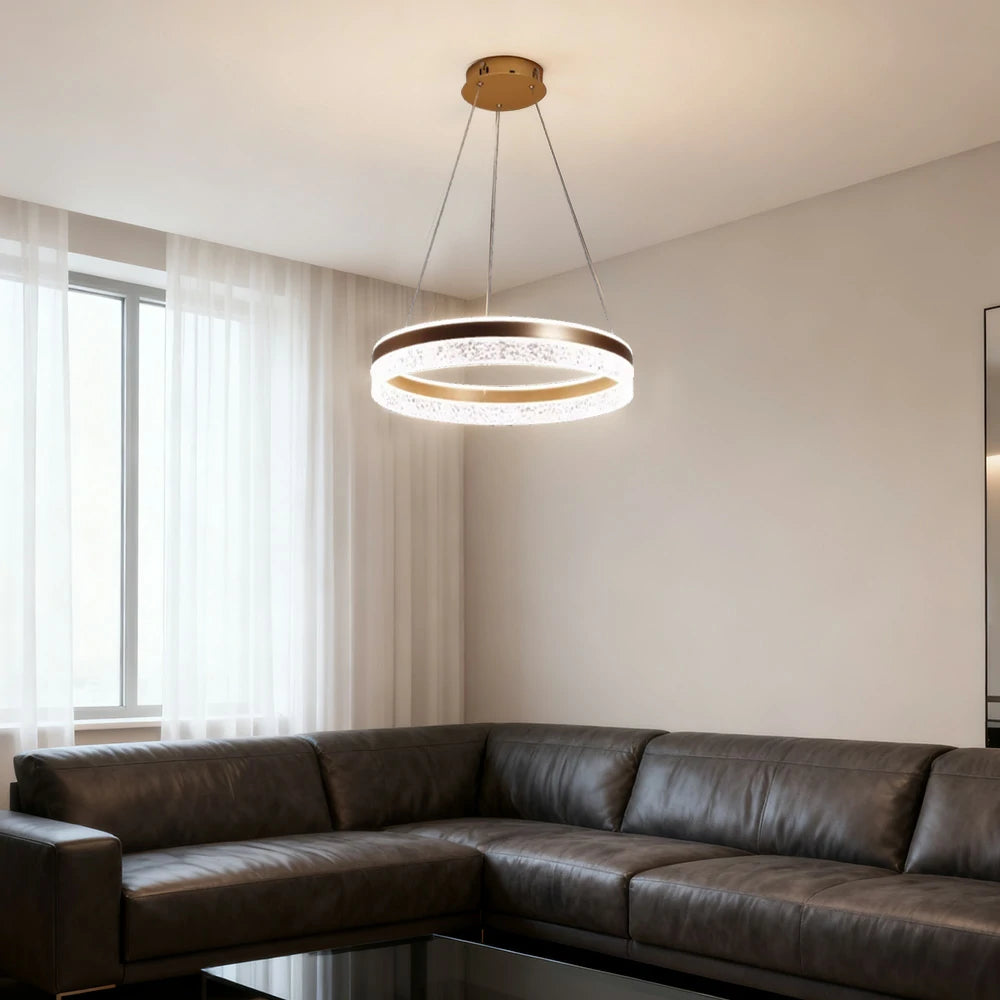 LIVARA Pendant Light 50/60cm Diamond Acrylic LED Ceiling Lamp Three-Color Dimmable Modern Design – 57W/68W Energy Efficient & Durable - Gold