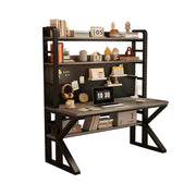 LIVARA Office Desk 100/120/140cm, 2-in-1 Space-Saving Design, Thick Panels, Steel Frame, Pegboard Storage - Black and Grey