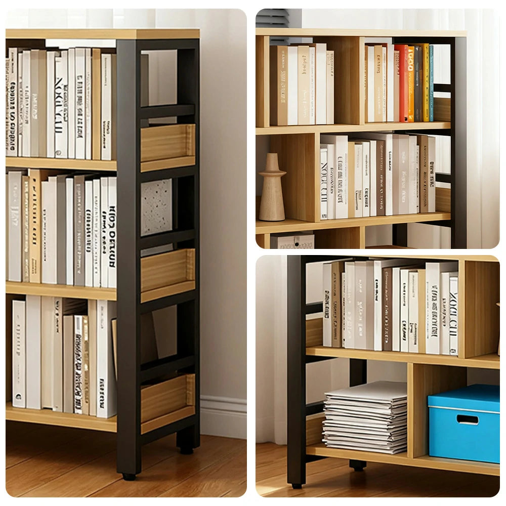 LIVARA 4-Tier Bookshelf 80/110/140cm Space-Saving Storage Rack, Thickened Eco Panels, Reinforced Steel Frame - Black