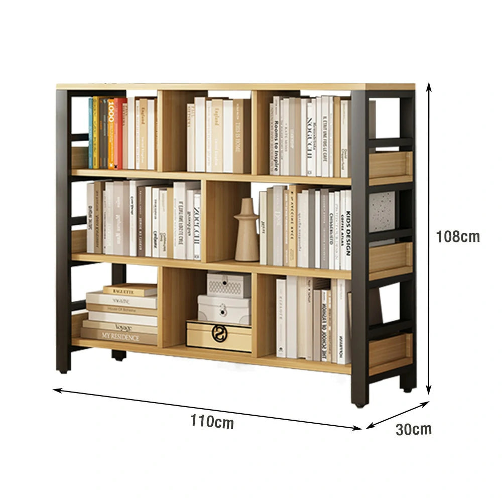 LIVARA 4-Tier Bookshelf 80/110/140cm Space-Saving Storage Rack, Thickened Eco Panels, Reinforced Steel Frame - Black