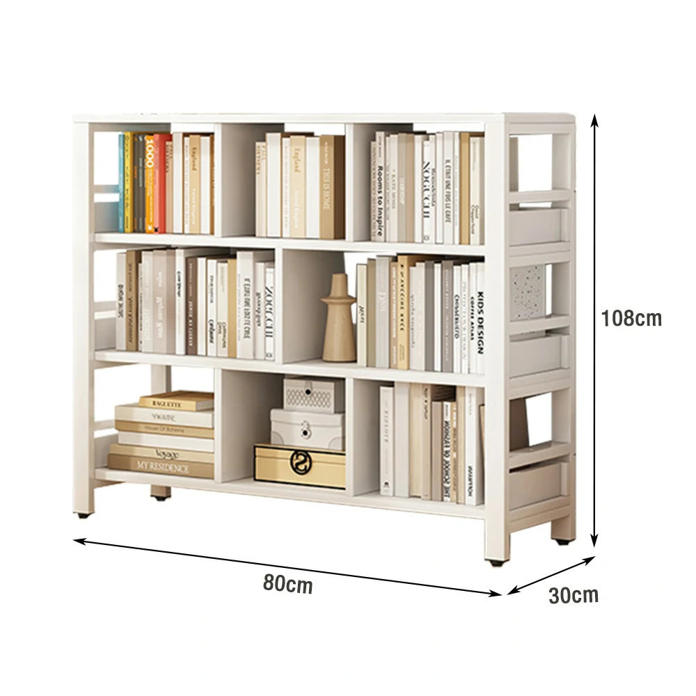 LIVARA 4-Tier Bookshelf 80/110/140cm Space-Saving Storage Rack, Thickened Eco Panels, Reinforced Steel Frame - White