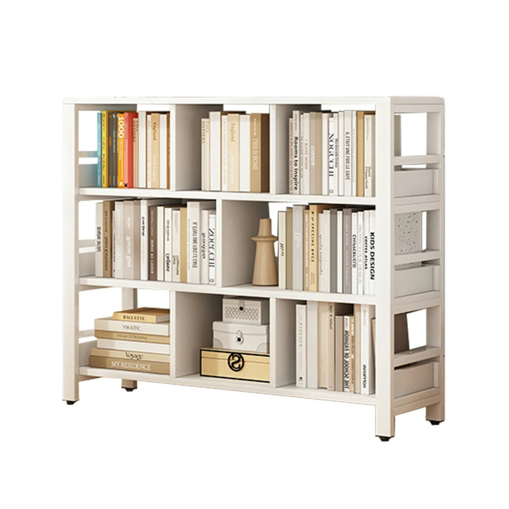 LIVARA 4-Tier Bookshelf 80/110/140cm Space-Saving Storage Rack, Thickened Eco Panels, Reinforced Steel Frame - White