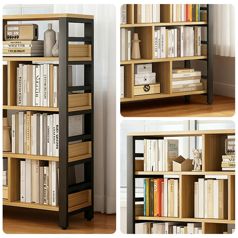 LIVARA 5-Tier Bookshelf 80/110/140cm Space-Saving Storage Rack, Thickened Eco Panels, Reinforced Steel Frame - Black