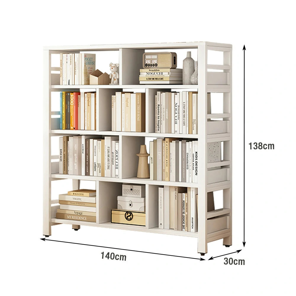 LIVARA 5-Tier Bookshelf 80/110/140cm Space-Saving Storage Rack, Thickened Eco Panels, Reinforced Steel Frame - White