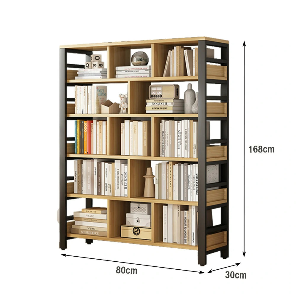 LIVARA 6-Tier Bookshelf 80/110/140cm Space-Saving Storage Rack, Thickened Eco Panels, Reinforced Steel Frame - Black