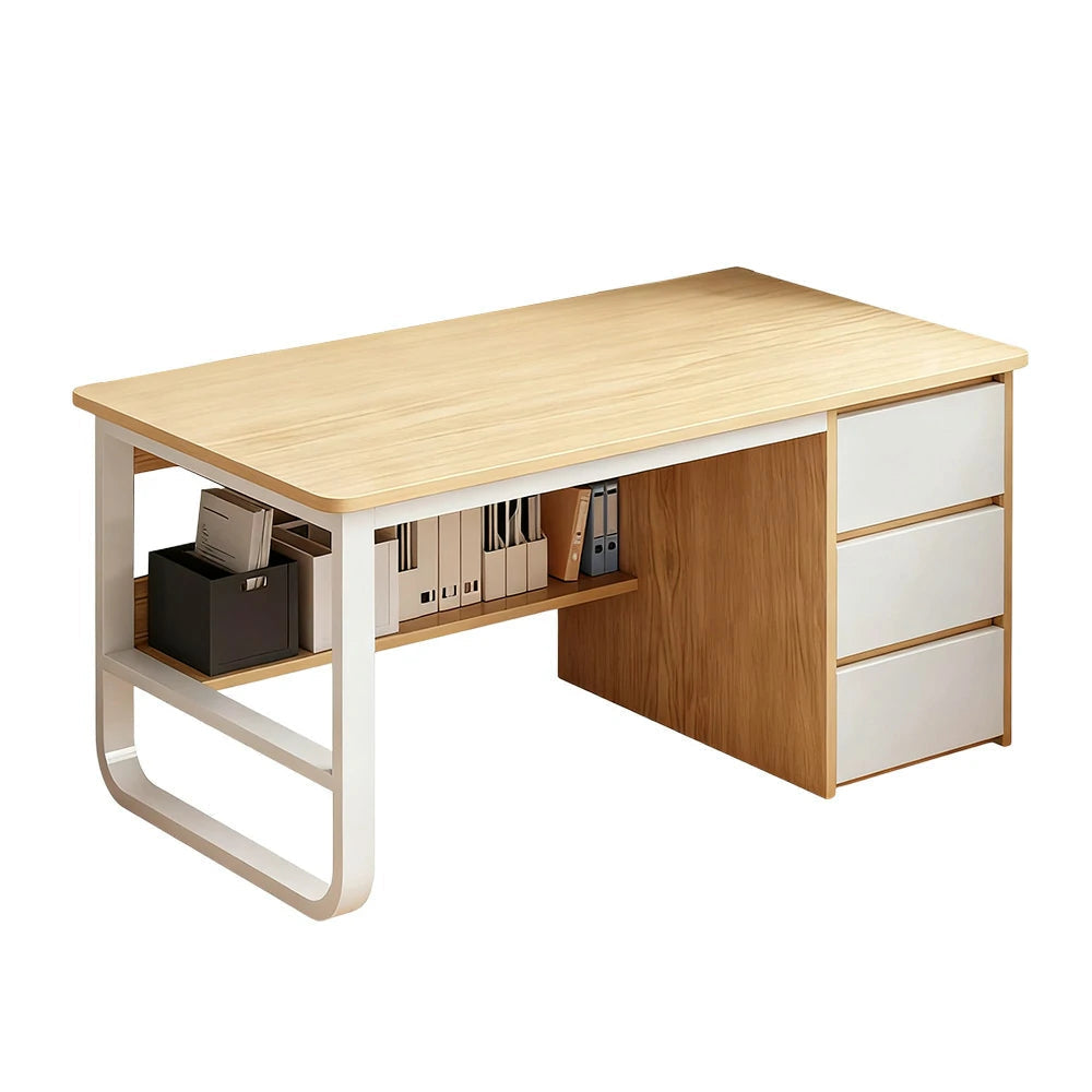LIVARA Office Desk 100/120/140cm Space-Saving Design, Thickened Panels, Stable U-Legs, Rounded Edge - Wood