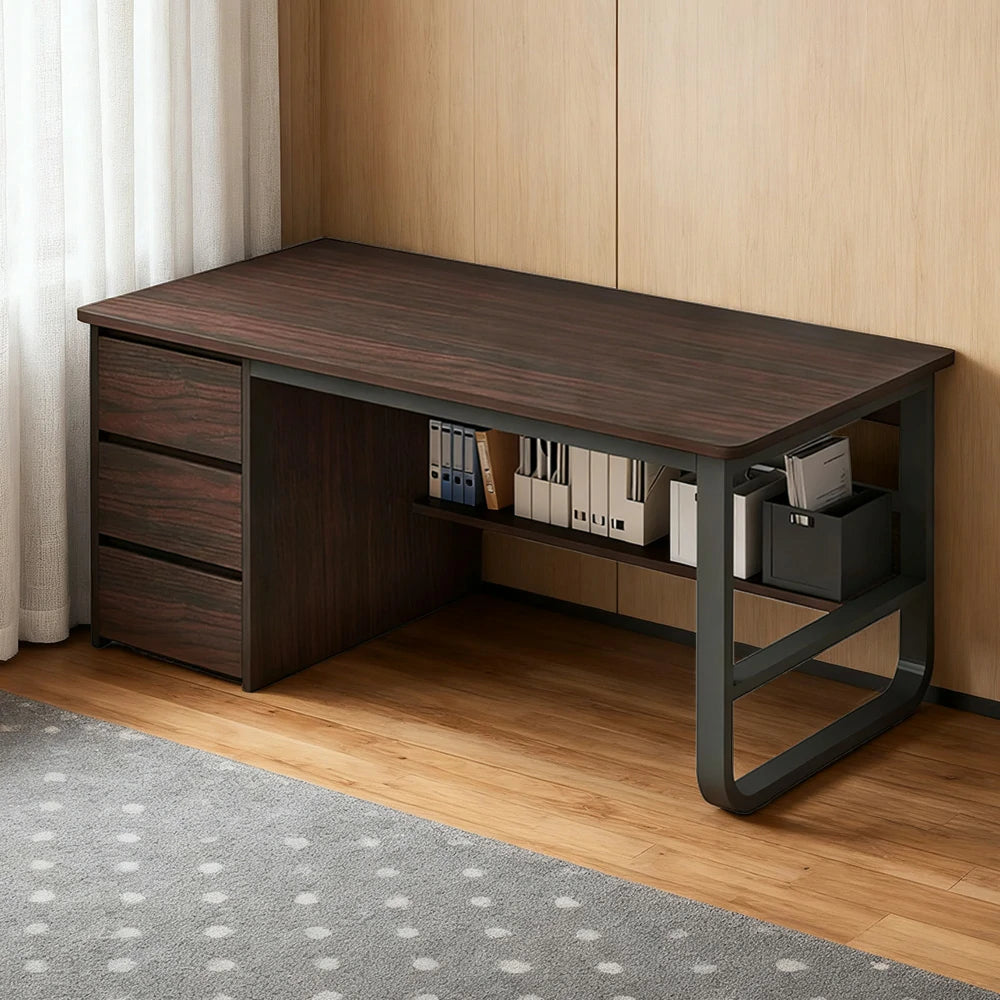 LIVARA Office Desk 100/120/140cm Space-Saving Design, Thickened Panels, Stable U-Legs, Rounded Edge - Walnut